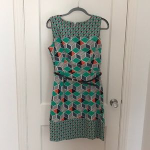 Geometric dress with belt